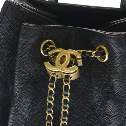 Chanel 25 Backpack Leather Chain Black Gold