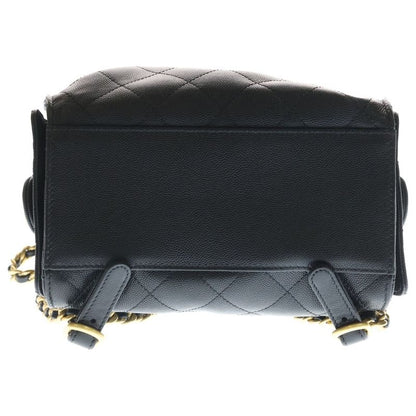 Chanel 25 Backpack Leather Chain Black Gold
