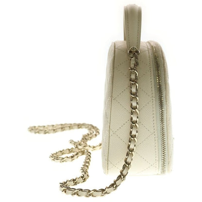 Chanel Quilted Caviar Leather Chain Clutch Shoulder Bag Beige