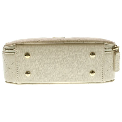 Chanel Quilted Caviar Leather Chain Clutch Shoulder Bag Beige