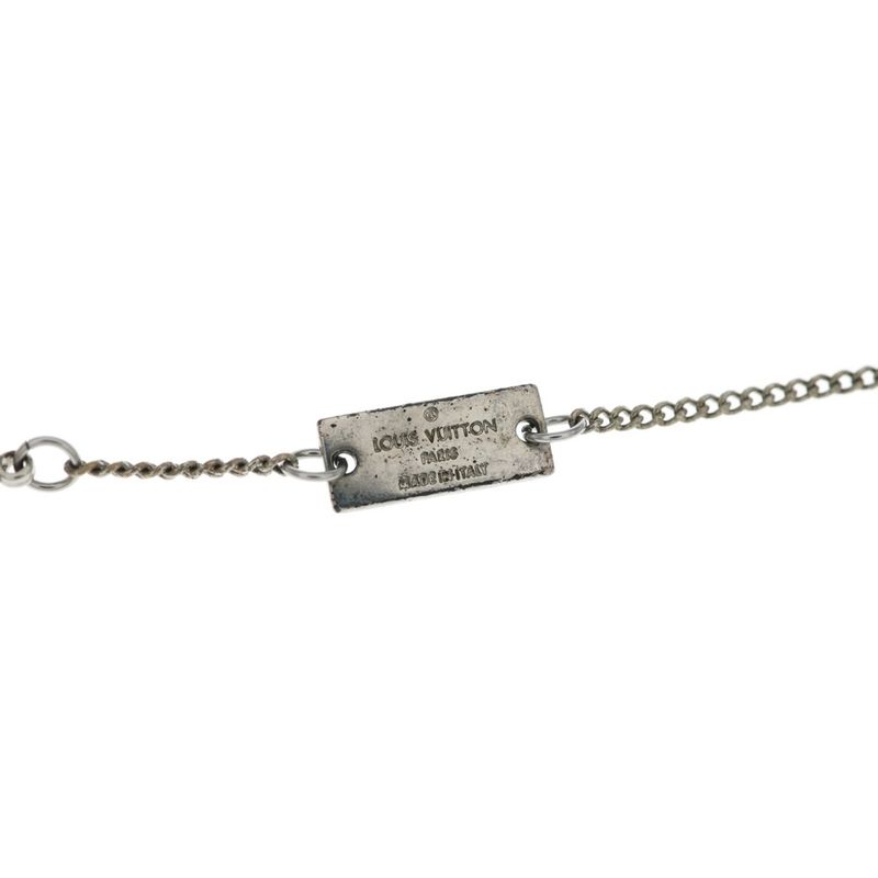 Louis Vuitton Monogram Ring Necklace Pendant Chain Silver