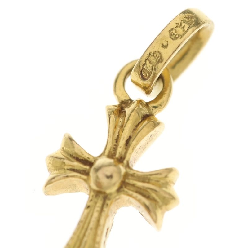 Chrome Hearts 22k Crs Bbyfat P Dia Baby Fat Cross Pave Diamond Pendant Top Gold