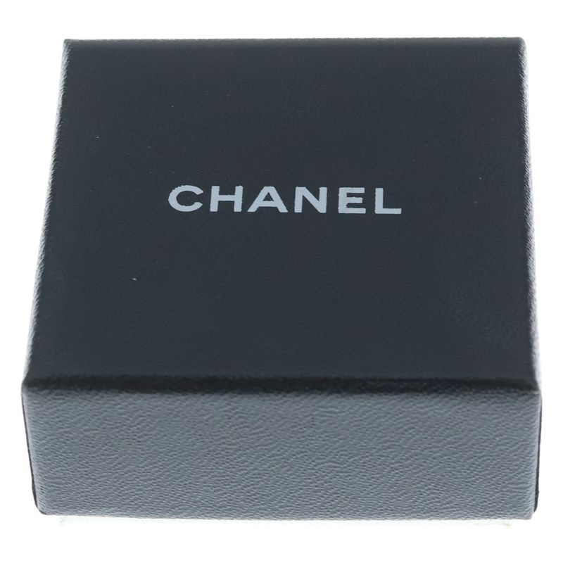 Chanel CC Logo Rhinestone Brooch Pin Badge Silver