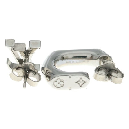 Louis Vuitton Monogram Chain Hoop Earrings Silver