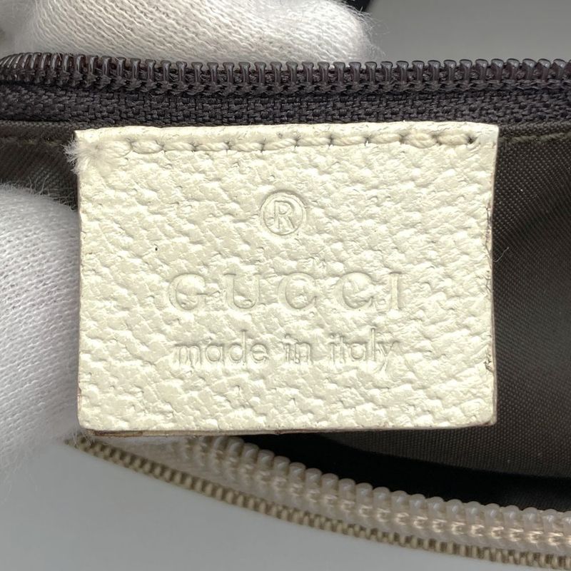 Gucci 001 Bamboo Handbag Pouch Canvas Leather Beige