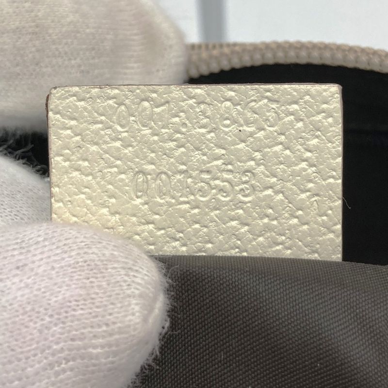 Gucci 001 Bamboo Handbag Pouch Canvas Leather Beige