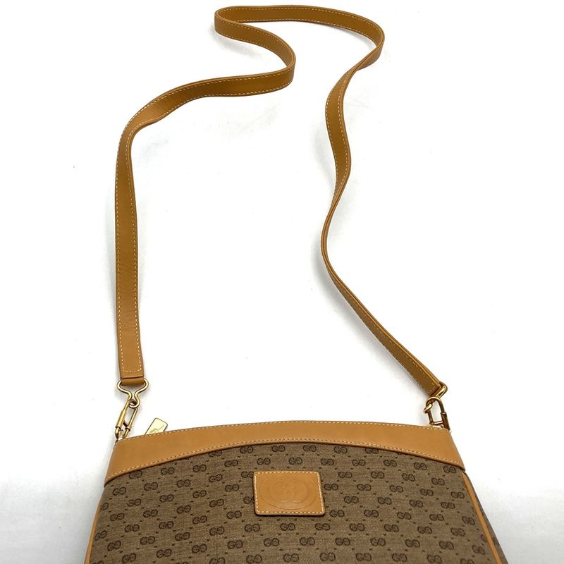Gucci Micro GG Shoulder Bag Leather Brown Vintage