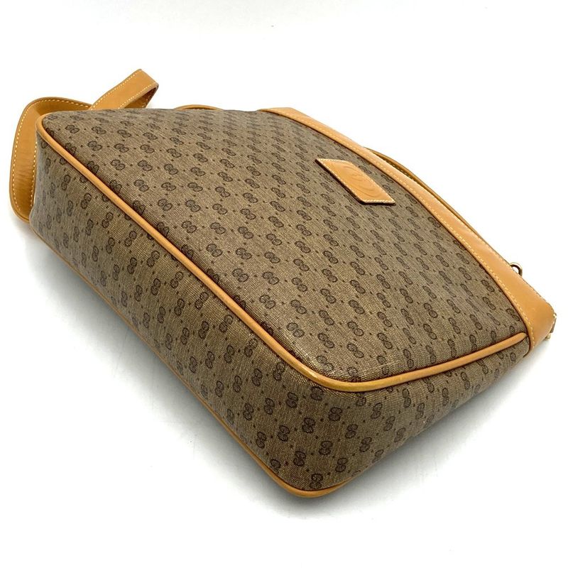 Gucci Micro GG Shoulder Bag Leather Brown Vintage