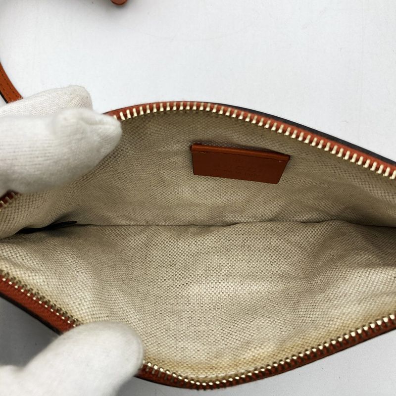 Gucci Gucc Tote Diamante Leather Canvas Orange