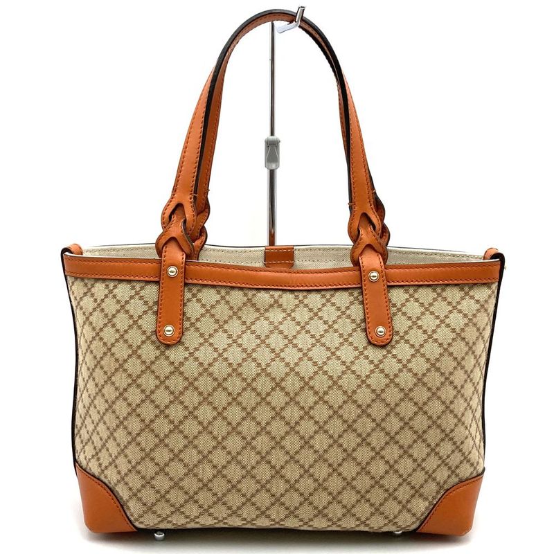 Gucci Gucc Tote Diamante Leather Canvas Orange