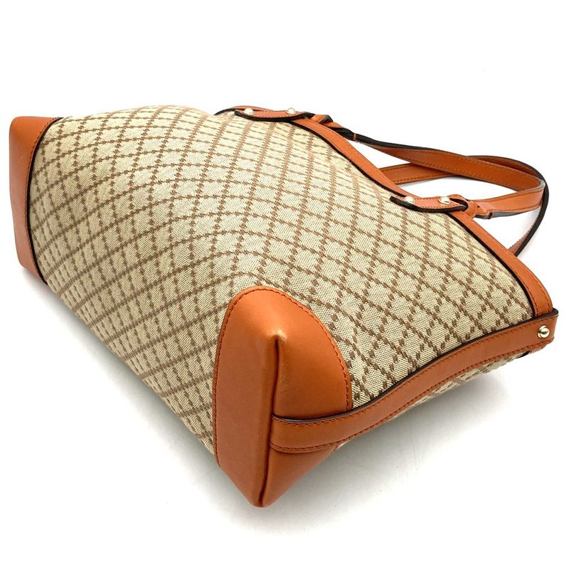 Gucci Gucc Tote Diamante Leather Canvas Orange