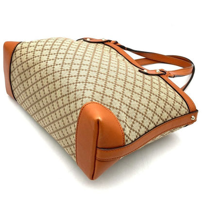 Gucci Gucc Tote Diamante Leather Canvas Orange