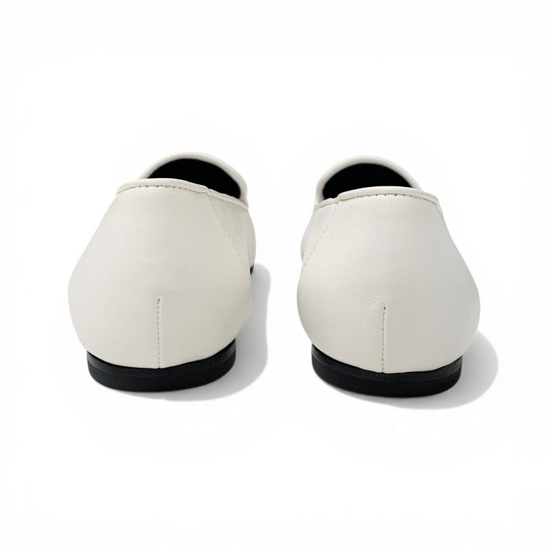 Chanel Loafers Leather Shoes White Black CC Logo Bicolor Flat