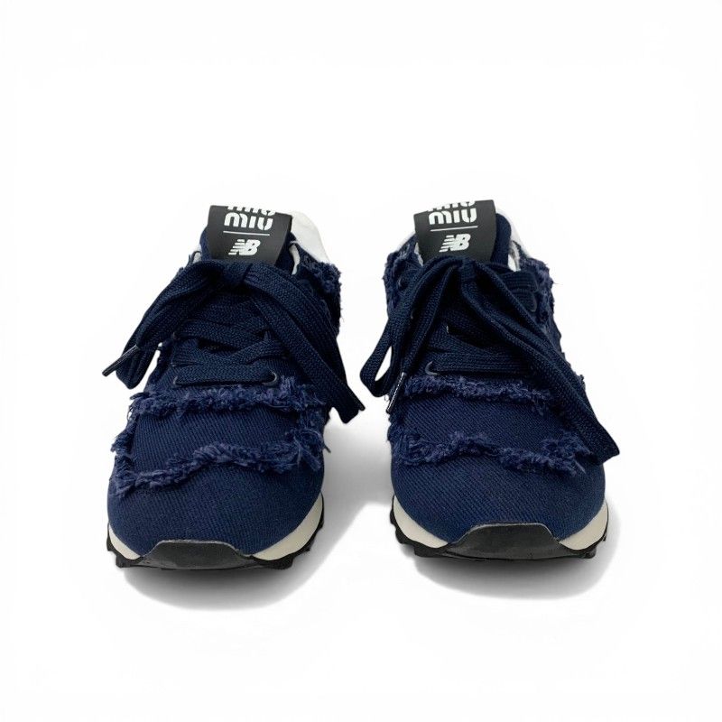 Miu Sneakers Shoes Denim Navy New Balance Collaboration 574 Logo Fringe