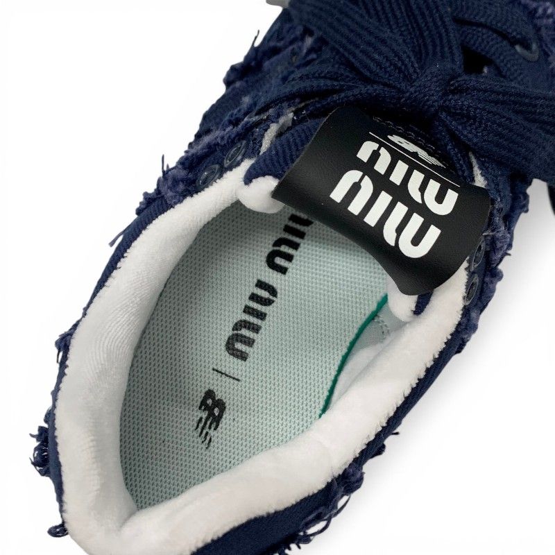 Miu Sneakers Shoes Denim Navy New Balance Collaboration 574 Logo Fringe