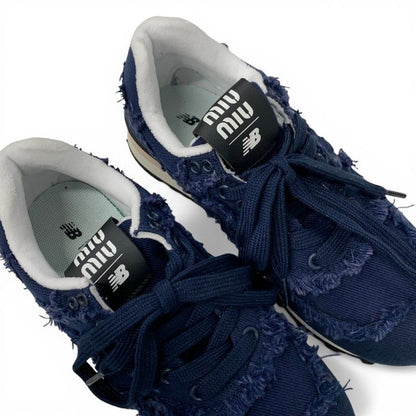 Miu Sneakers Shoes Denim Navy New Balance Collaboration 574 Logo Fringe