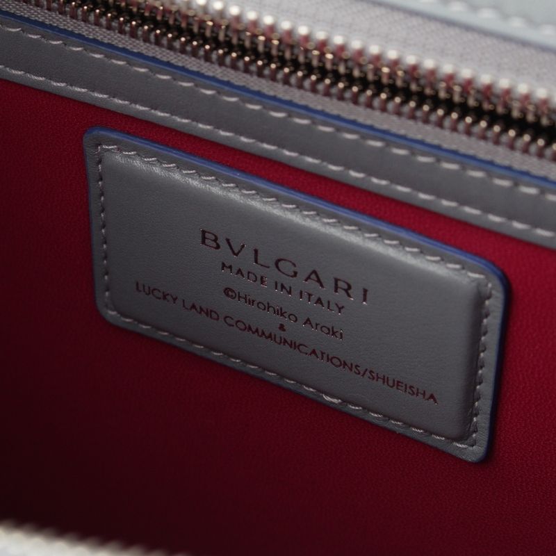 Bvlgari Grain Calf Leather Hirohiko Araki Jojo Alba Handbag Gray