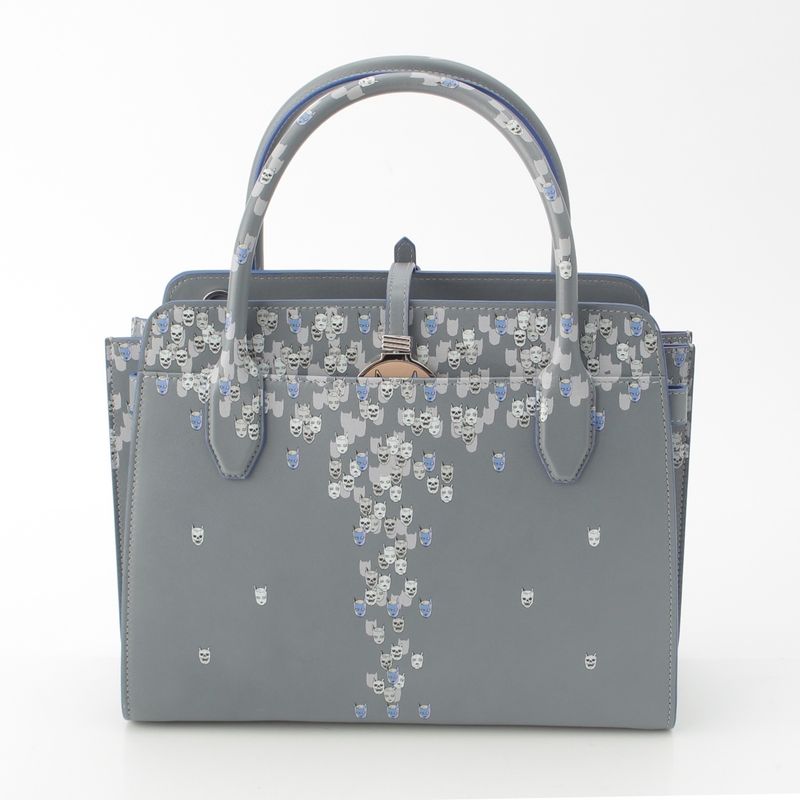 Bvlgari Grain Calf Leather Hirohiko Araki Jojo Alba Handbag Gray
