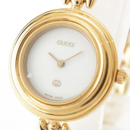 Gucci Change Bezel 5 Watch Quartz White Dial 11 12 Gold