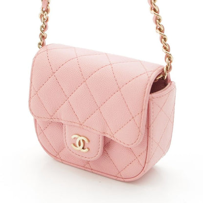 Chanel Caviar Leather Clutch Chain Pouch Quilted Shoulder Bag Pink