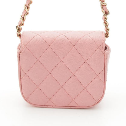 Chanel Caviar Leather Clutch Chain Pouch Quilted Shoulder Bag Pink