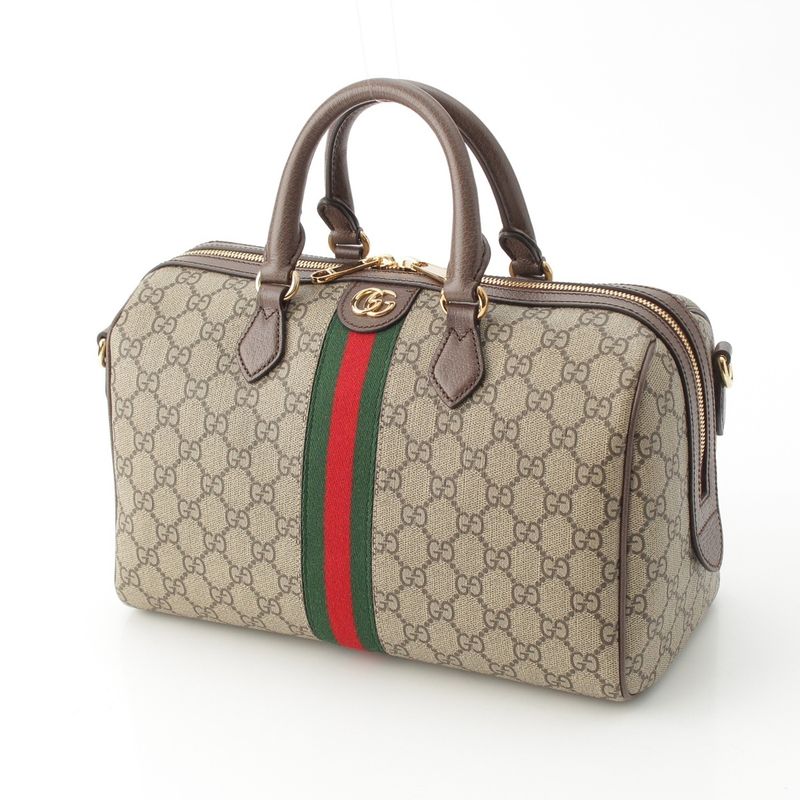 Gucci Ophidia GG Supreme 2-Way Shoulder Boston Bag Beige
