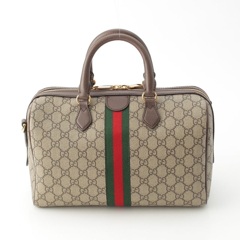 Gucci Ophidia GG Supreme 2-Way Shoulder Boston Bag Beige