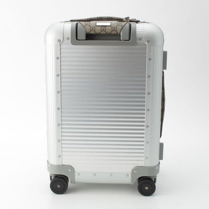 Gucci Fpm GG Supreme Canvas Aluminum Trolley Cabin Carry Case Suitcase Silver