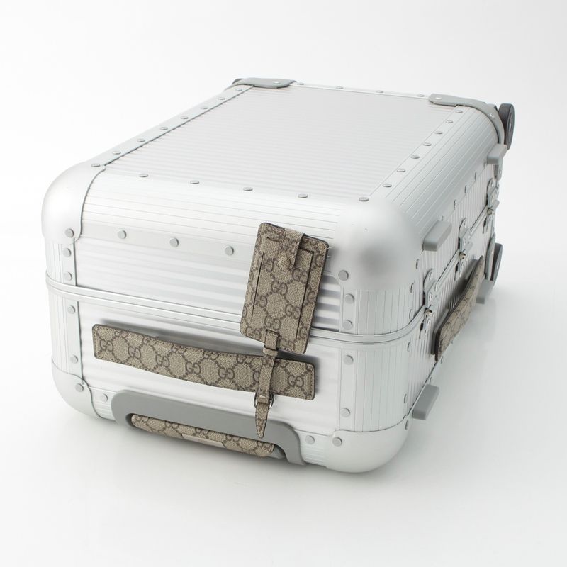 Gucci Fpm GG Supreme Canvas Aluminum Trolley Cabin Carry Case Suitcase Silver