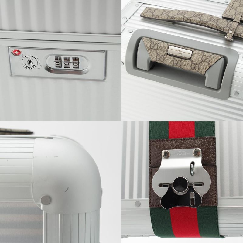 Gucci Fpm GG Supreme Canvas Aluminum Trolley Cabin Carry Case Suitcase Silver
