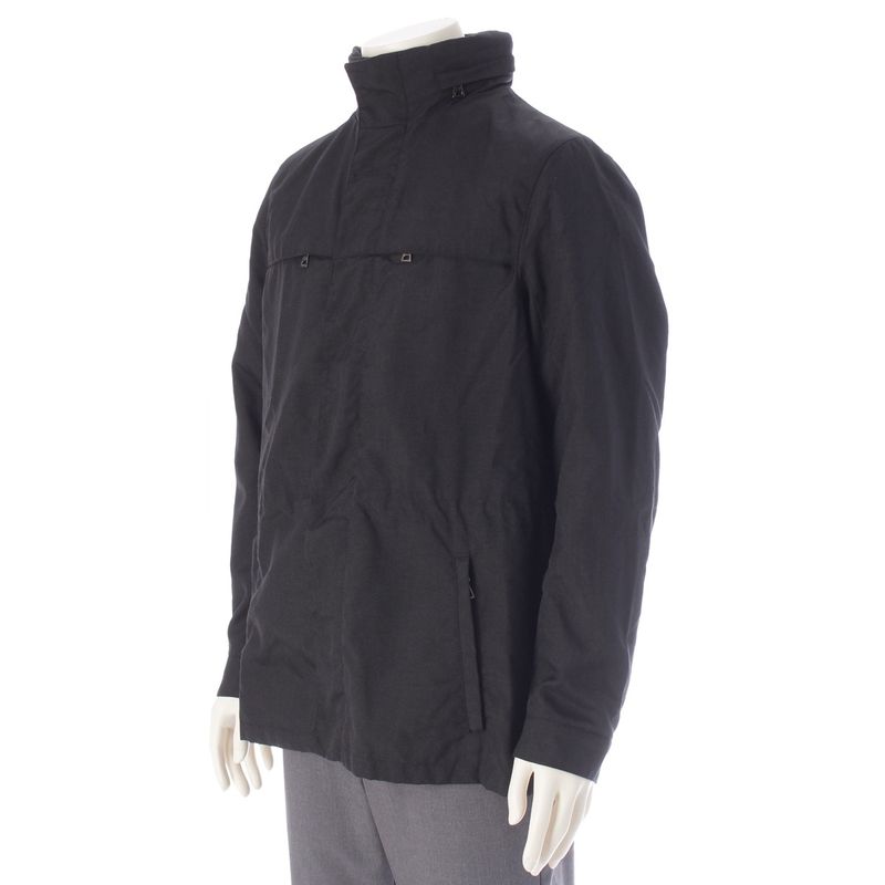 Prada Sports Hood Zip Up Double Zip Nylon Jacket Dark Gray Black