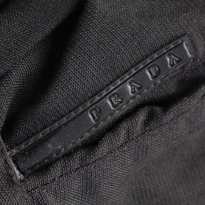 Prada Sports Hood Zip Up Double Zip Nylon Jacket Dark Gray Black
