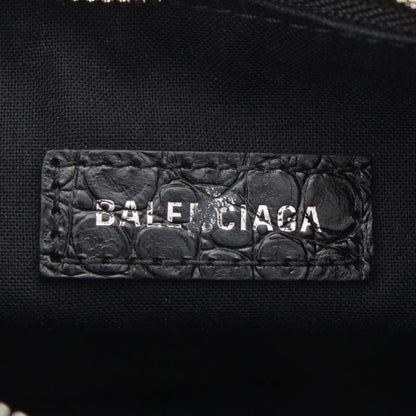 Balenciaga Luca Gorge XS Leather Croco Embossed Rhinestone Shoulder Bag Black