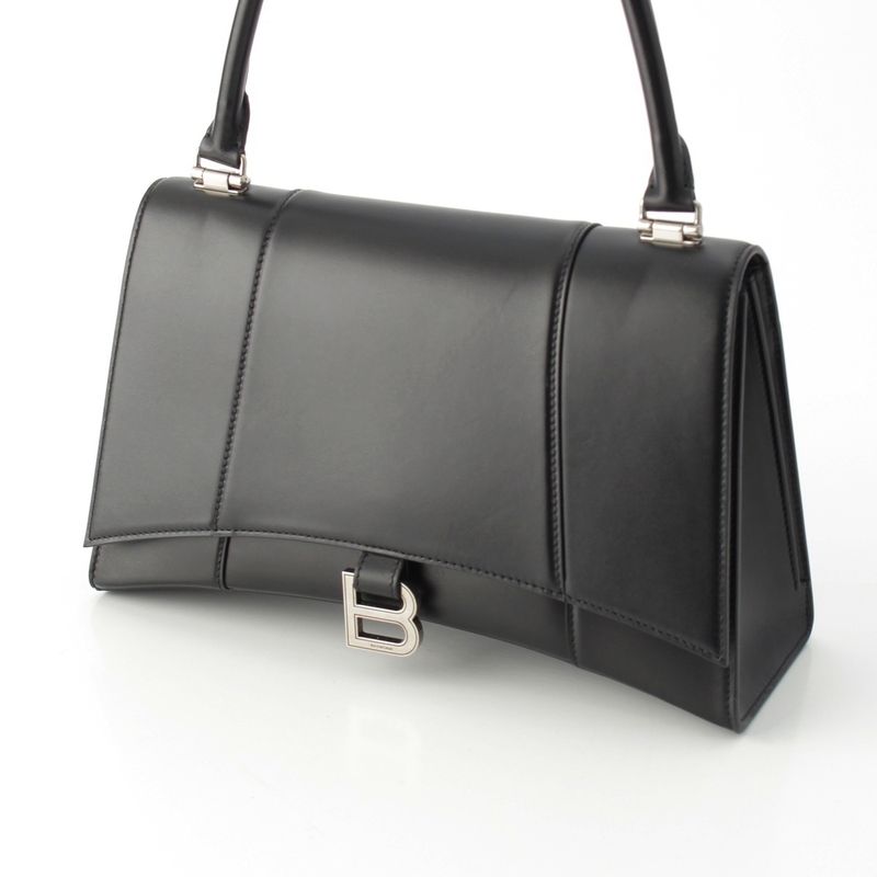 Balenciaga Our Glass Leather Handbag Black