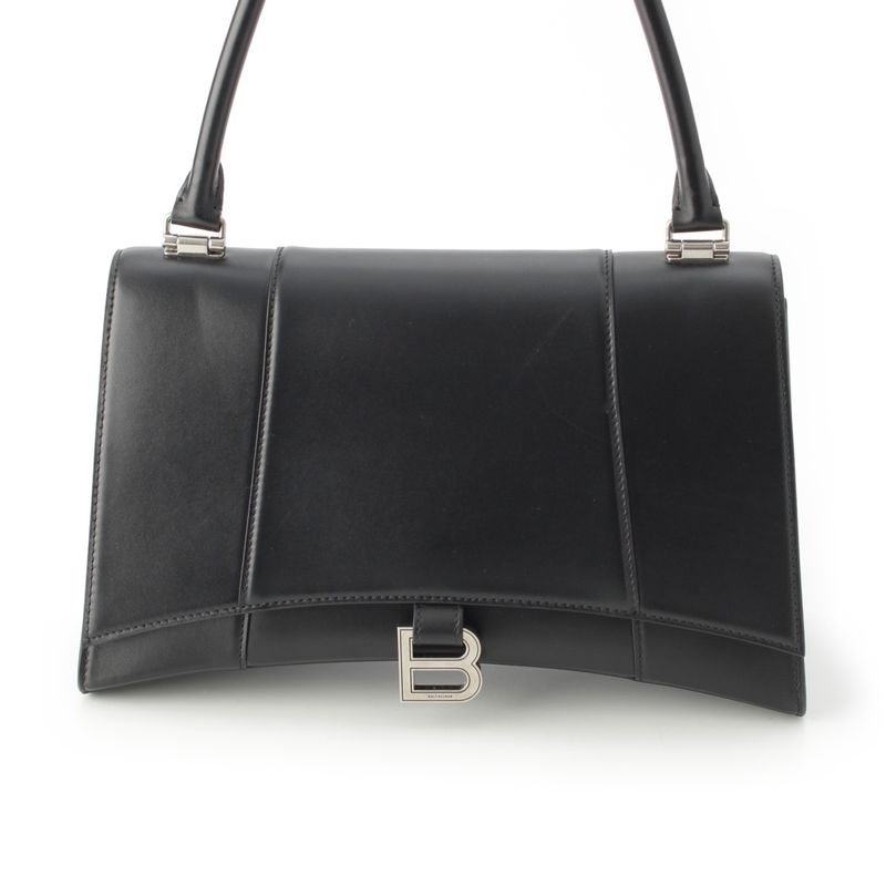 Balenciaga Our Glass Leather Handbag Black