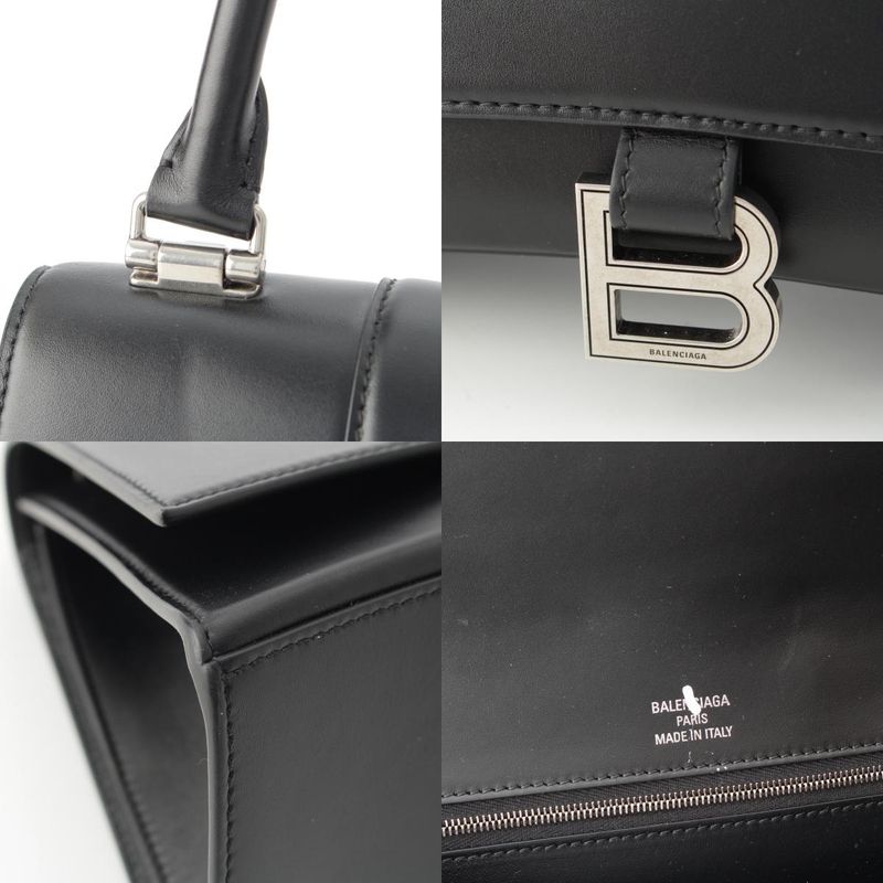 Balenciaga Our Glass Leather Handbag Black