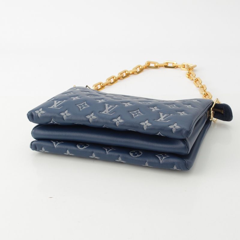 Louis Vuitton Monogram Cousin PM Clutch Shoulder Bag Blue Navy