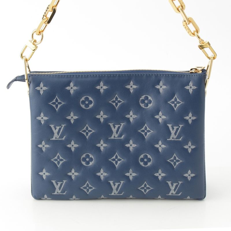 Louis Vuitton Monogram Cousin PM Clutch Shoulder Bag Blue Navy