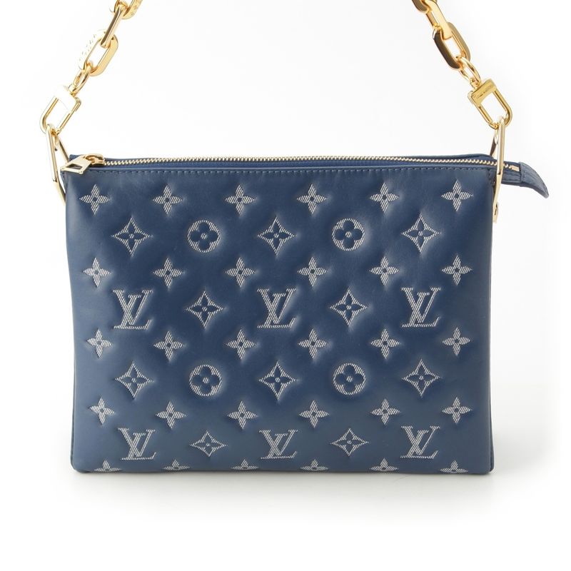 Louis Vuitton Monogram Cousin PM Clutch Shoulder Bag Blue Navy