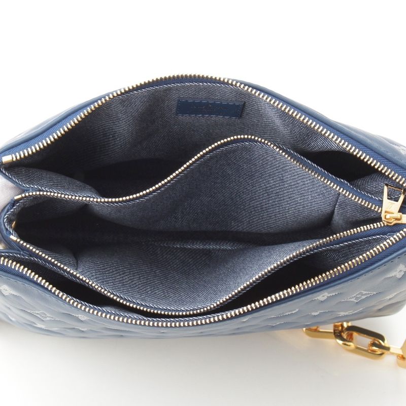 Louis Vuitton Monogram Cousin PM Clutch Shoulder Bag Blue Navy