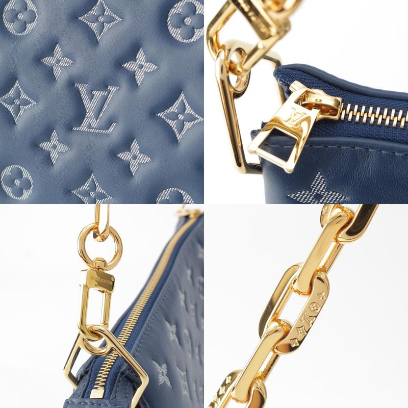 Louis Vuitton Monogram Cousin PM Clutch Shoulder Bag Blue Navy