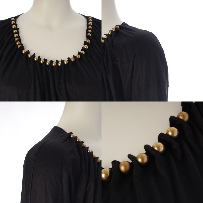 Gucci Metal Beads Bijou Crew Neck Top Black