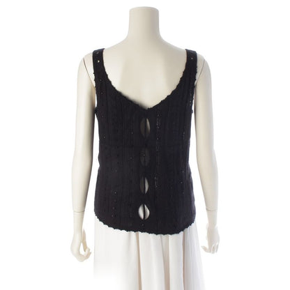 Dior 03 Angora Galiano Rhinestone Knit Top Camisole Black 40