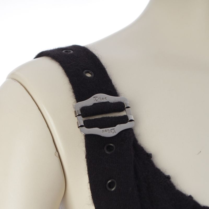 Dior 03 Angora Galiano Rhinestone Knit Top Camisole Black 40