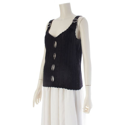 Dior 03 Angora Galiano Rhinestone Knit Top Camisole Black 40