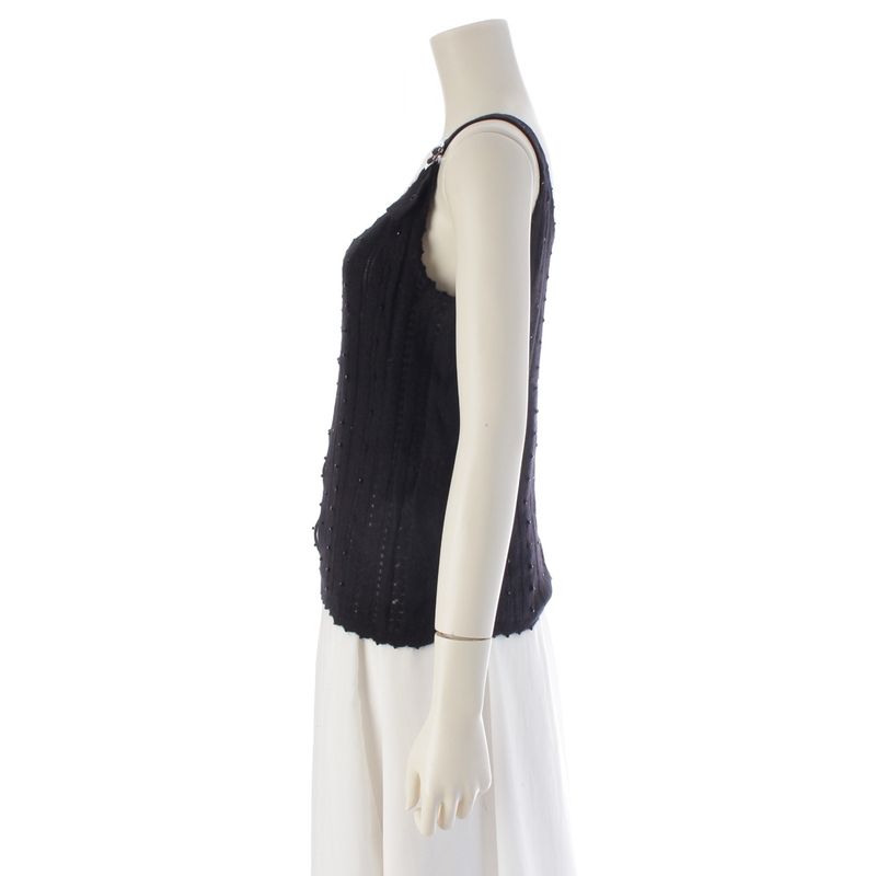 Dior 03 Angora Galiano Rhinestone Knit Top Camisole Black 40