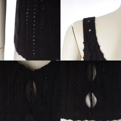 Dior 03 Angora Galiano Rhinestone Knit Top Camisole Black 40