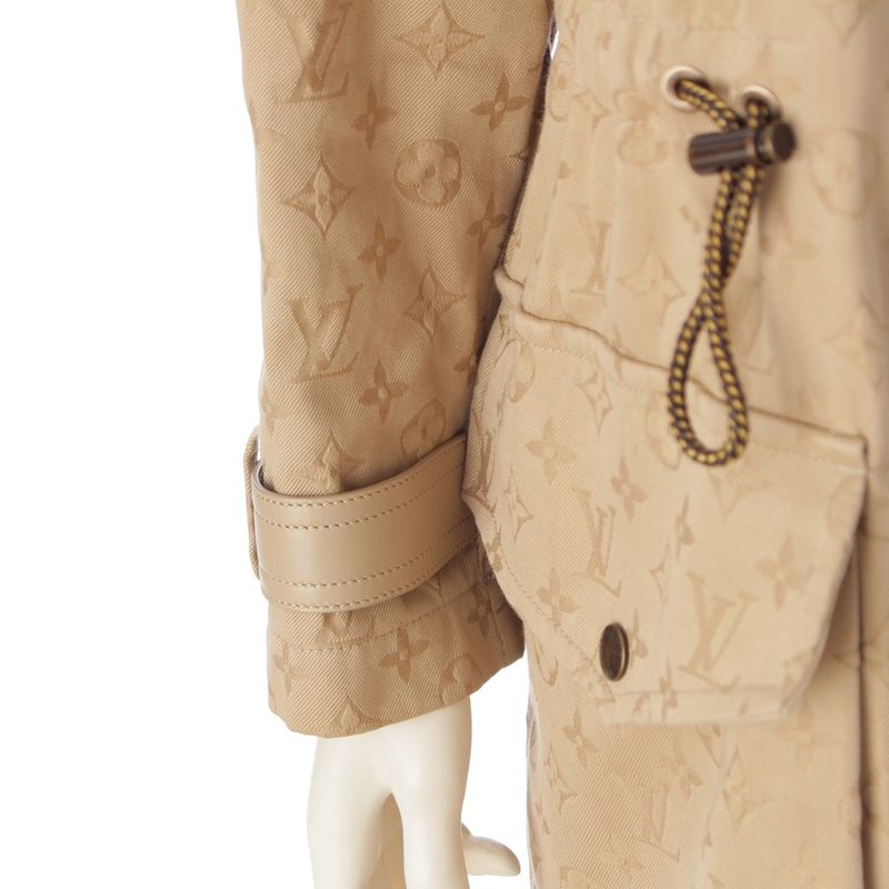 Louis Vuitton Monogram All Over Pattern Jacquard Gabardine Hooded Mod Coat Zrq