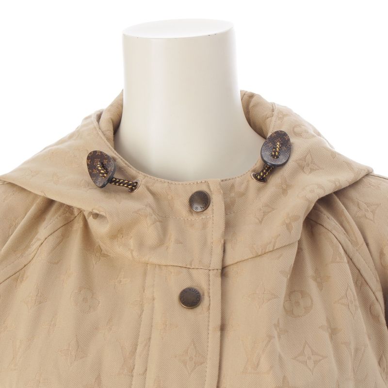 Louis Vuitton Monogram All Over Pattern Jacquard Gabardine Hooded Mod Coat Zrq
