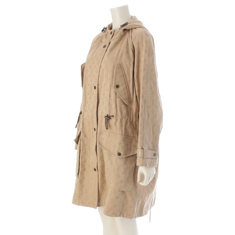 Louis Vuitton Monogram All Over Pattern Jacquard Gabardine Hooded Mod Coat Zrq